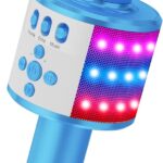 BONAOK Karaoke Microphone for Kids & Adults - Bluetooth Microphones Singing Mic with Disco Lights, Echo Effect, Built-in Speaker Portable Karaoke Player for Party Travel Gifts Q78(Blue)