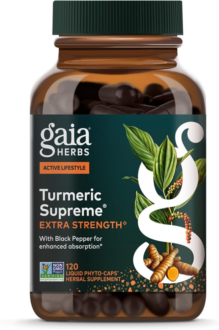 Gaia Herbs Turmeric Supreme Extra Strength - Supports Occasional Discomfort from Normal Wear & Tear* - with Turmeric Curcumin & Black Pepper - 120 Vegan Liquid Phyto-Caps (Up to 120 Servings)