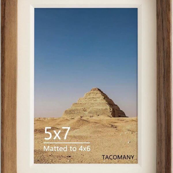 Natural Wood Photo Frames Inspired Tabletop Picture Frame with Mat, Vertical or Horizontal Display (Walnut, 5x7 matted to 4x6)