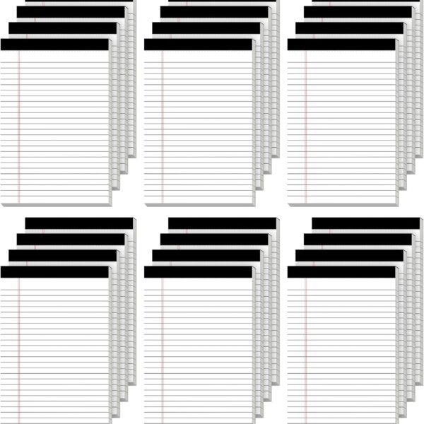 24 Pack of Legal Pad Writing Pads 5" x 8" Notepad 80gsm Recycled Paper Small Legal Pads 25 Lines Note Pads Perforated Legal Pads 720 Sheets Double-Sided Printing Printed Legal Pads for School,