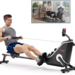 Sunny Health & Fitness Flip & Foldable Rower for Home with Long Slide Rail, Full-Body Rowing Workout, Low-Impact Joint-Friendly Exercise, Free SunnyFit Training App