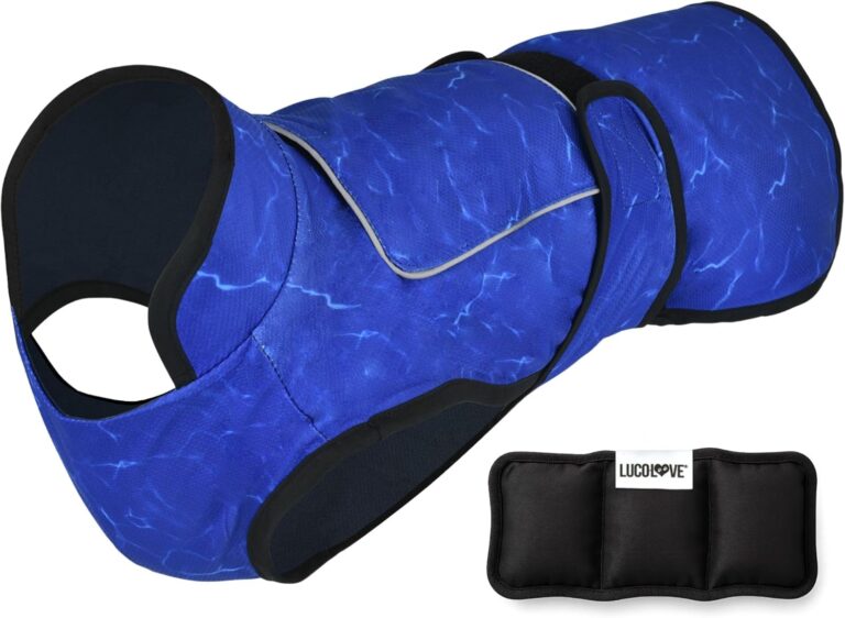 Dog Cooling Vest with Ice Pack  2-Layer Evaporative Cooling Jacket with High Collar, UV Protection & Size-Matched Ice Pack  Cooling Vest for Dogs for Hot Weather (Blue Aqua, X-Small)