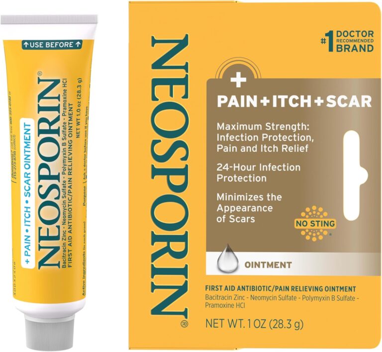 Neosporin + Pain, Itch & Scar, First Aid Triple Antibiotic Ointment for Infection Protection and Wound Care with Maximum Strength Pain and Itch Relief, Helps Minimize The Appearance of Scars, 1 oz