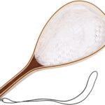 Fashionwu Fly Fishing Landing Net Trout Fishing Net, Soft Rubber Catch and Release Fish Net with Wooden Handle Frame, Gifts for Him