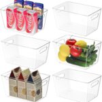BALEINE Clear Plastic Storage Bins, Pantry Organization, BPA Free Stackable Refrigerator Organizers and Storage with Handles for Kitchen Fridge Cabinet Bathroom (6PK, 9.5x5.5x4.5)