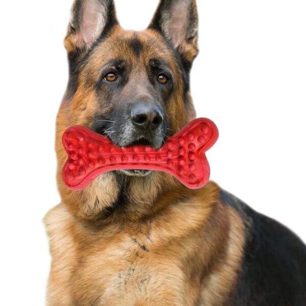 German Shepherd Dog Chew Toys for Aggressive Chewers,Indestructible Beef Flavored Tough Durable Dog Bone Toy Natural Rubber Teeth Cleaning Chews for Large/Medium Dogs