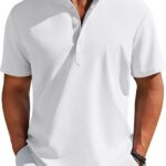 COOFANDY Men's Henley Shirt Short Sleeve Casual T-Shirt Summer Beach Hippie Henley Tee Shirt