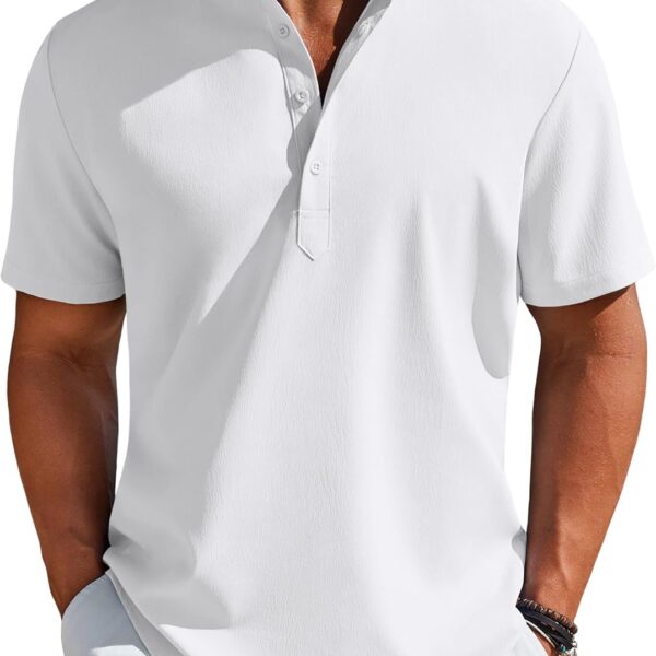 COOFANDY Men's Henley Shirt Short Sleeve Casual T-Shirt Summer Beach Hippie Henley Tee Shirt