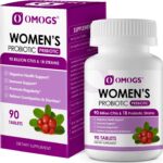 OMOGS Women's Probiotic, with Cranberry Extract, Organic Prebiotics & Vitamin C, 90 Billion CFUs,18 Strains, Help for Boost Immune, Digestive, Gut Health & Women's Health, Gluten & Soy Free,90 Tablets