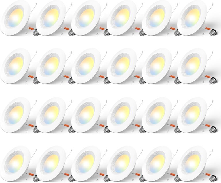 Amico 24 Pack 5/6 inch 5CCT LED Recessed Lighting, Dimmable, 12.5W=100W, 950LM, 2700K/3000K/4000K/5000K/6000K Selectable, Retrofit Can Lights with Baffle Trim, IC Rated - ETL & FCC, White