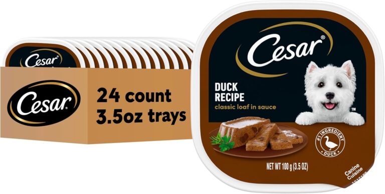 Cesar Classic Loaf in Sauce Adult Wet Dog Food Duck Flavor, Wet Food for Dogs, 3.5 oz Easy Peel Trays, 24 Count