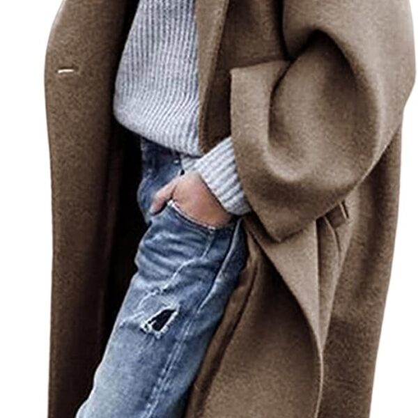 UANEO Women's Wool Blend Coat Oversized Double Breasted Long Trench Overcoat Winter