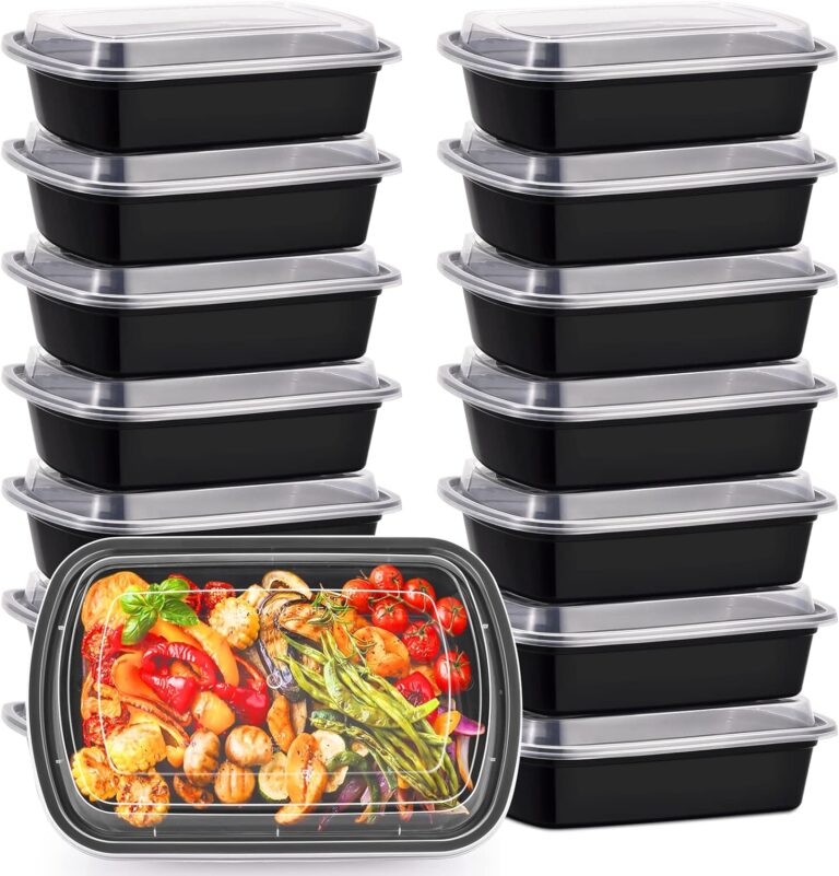 KitchnMore 38oz Meal Prep Containers, Extra Large &Thick Food Storage Containers with Lids, Reusable Plastic,Disposable Bento Box,Stackable,Microwave/Freezer/Dishwasher Safe, BPA Free (30Pack)