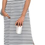 ANRABESS Womens Summer Casual Midi Dress Short Sleeve Crewneck T Shirt Long Dresses Split Stripe Beach Vacation Travel Outfit