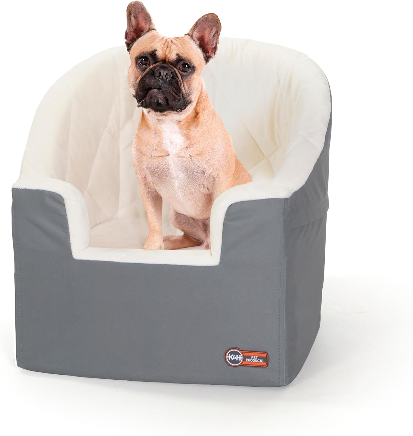 K&H Pet Products Bucket Booster Dog Car Seat, Seat Belt Secured, 2 Safety Leashes, Washable Covers, Sturdy Pet Booster Seats for Cats & Dogs - Small Gray/Cream K&H Pet Products Bucket Booster Dog Car Seat, Seat Belt Secured, 2 Safety Leashes, Washable Covers, Sturdy Pet Booster Seats for Cats & Dogs - Small Gray/Cream