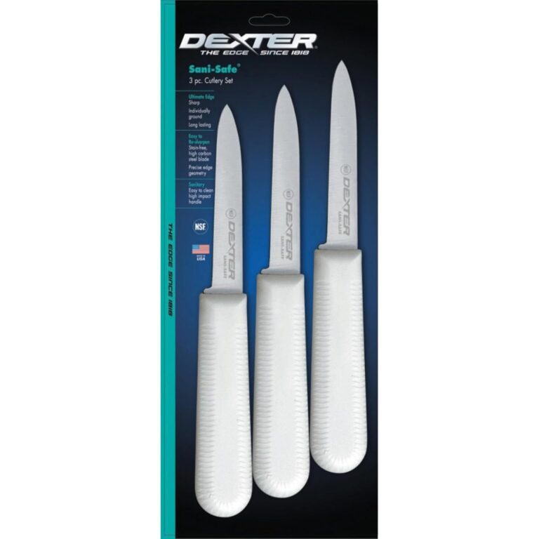 Dexter-Russell Sani-Safe 3-Pack of 3" Paring Knives, Slip-Resistant White Handles, Durable DEXSTEEL Blades  Ideal for Precise Peeling & Carving Fruits and Vegetables, NSF Certified