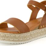 CUSHIONAIRE Melissa Espadrille Platform Sandals For Women with Adjustable Ankle Strap and Memory Foam Insole-Comfortable Womens Sandals for Summer