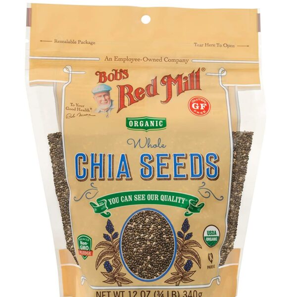 Bob's Red Mill Resealable Organic Chia Seeds 12 Ounce (Pack of 2)