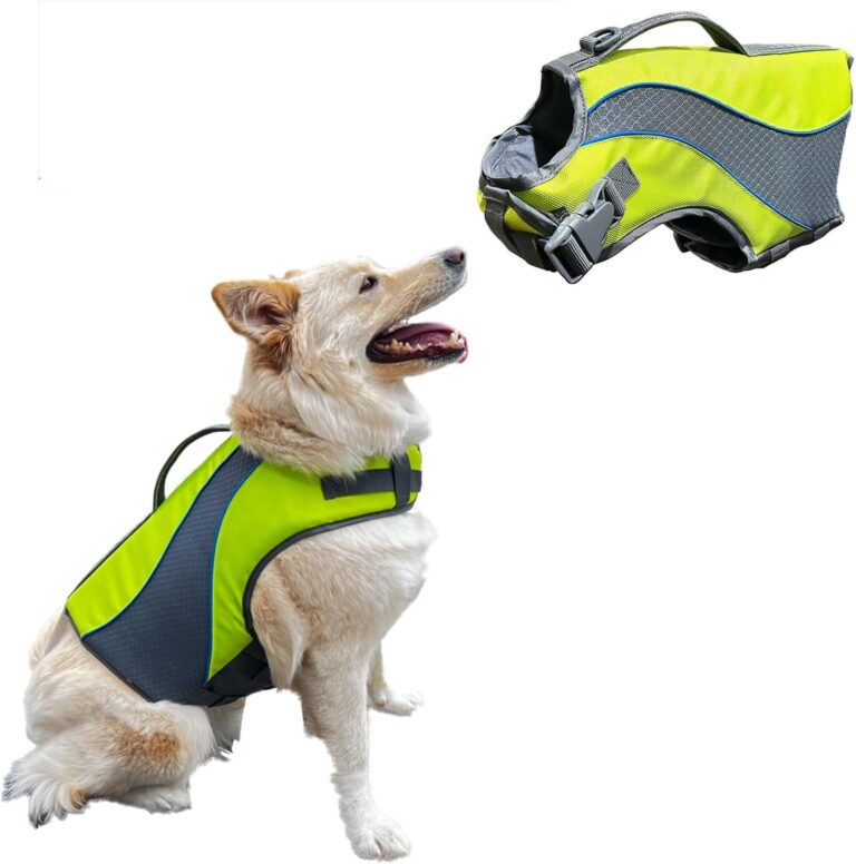 KONG HydroPro Dog Flotation Life Jacket Vest, Swimming Float Aid with Safety Handle, Adjustable Comfortable Durable Preserver High Buoyancy Coat (Large)