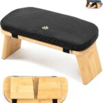 Meditation Bench, Bamboo Meditation Stool, Folding Kneeling Meditation Bench, Seiza Prayer Bench, Prayer Bench with Meditation Cushion, Kneeling Stool (Black)