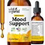 Wild & Organic Mood Support Drops - Good Mood Supplements w/Ashwagandha Root & Rhodiola Rosea - Natural Liquid Drops for Positive Energy - Calm and Relax Supplements for Women and Men - 2 oz