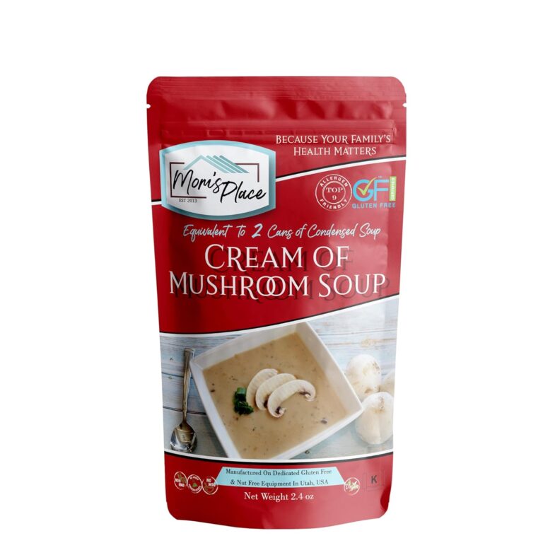 Moms Place Gluten-Free & Dairy Free Cream of Mushroom Soup Mix, Equal to 2 Cans of Condensed Soup, Kosher, Vegan, Nut Free & Soy Free, 2.4 oz