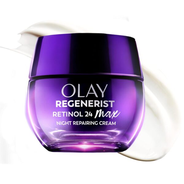 Olay Retinol Night Cream for Women, MAX, Anti-Aging Face Mousturizer, Fragrance-Free, Non Greasy - Anti-Wrinkle, Smooth Fine Lines, Hydrating Skin Care - Triple Collagen Cream, Niacinamide, 1.7oz