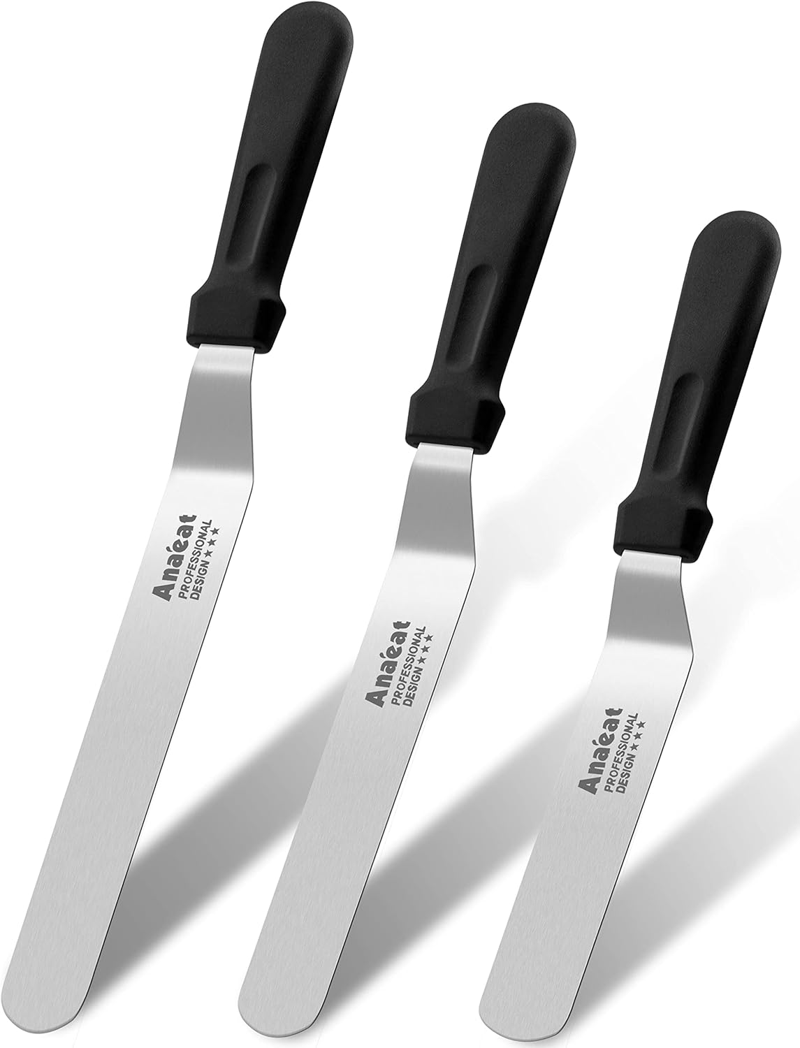 Anaeat Icing Spatulas, Set of 3 Professional Cake Angled Offset Spatula with 6", 8", 10" Stainless Steel Blades - Thickened Frosting Knife with Plastic Handle for Cake Decorating, Pastry & Baking Anaeat Icing Spatulas, Set of 3 Professional Cake Angled Offset Spatula with 6", 8", 10" Stainless Steel Blades - Thickened Frosting Knife with Plastic Handle for Cake Decorating, Pastry & Baking