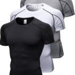 Men's Compression Shirts Short Sleeve Workout T Shirt Cool Dry Athletic Undershirts Gym Yoga Base Layers Running Tops