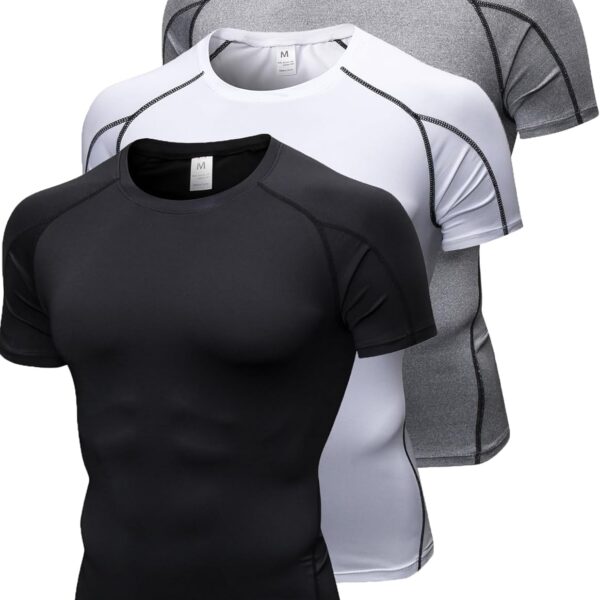 Men's Compression Shirts Short Sleeve Workout T Shirt Cool Dry Athletic Undershirts Gym Yoga Base Layers Running Tops
