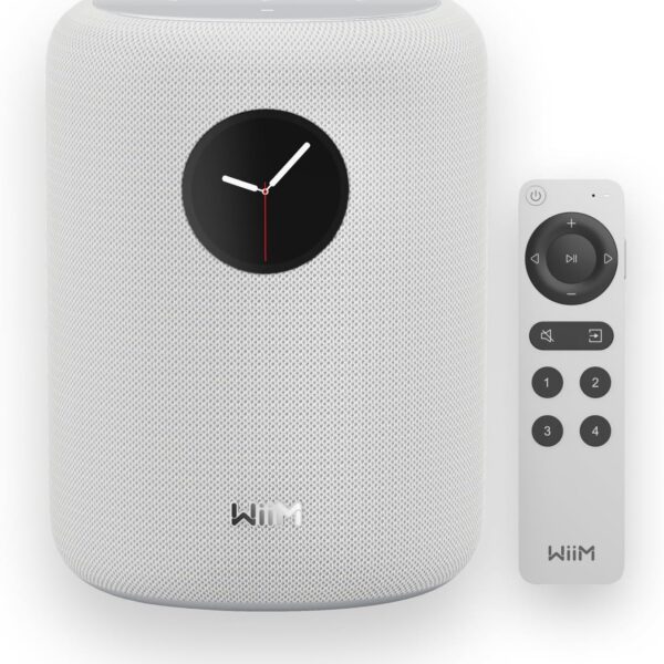 WiiM Sound Smart Speaker with 1.8 Touch Display, HiRes 24bit/192 kHz, AI RoomFit Room Correction, 100W Peak, WiFi 6E/Bluetooth 5.3, MultiRoom & Stereo Pairing, Remote Included, White