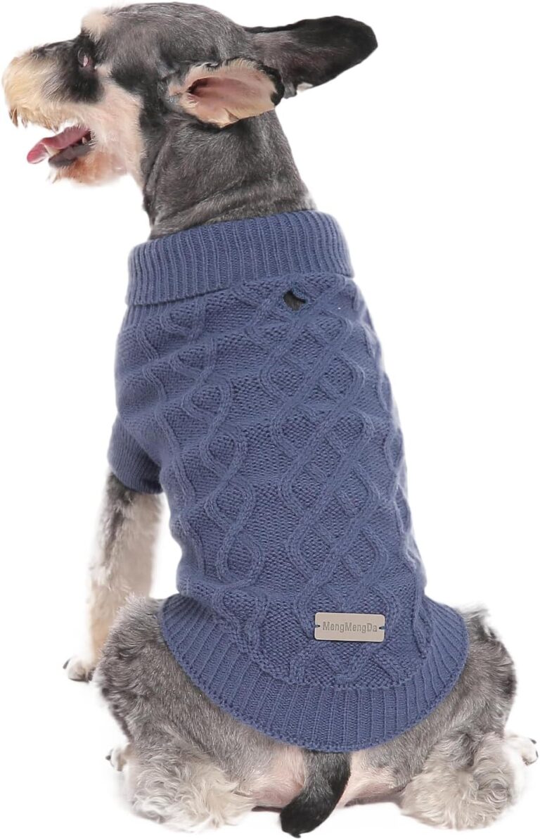 Small Dog Sweater, Soft Knit Dog Clothes for Spring Transition, Lightweight Puppy Outfit for Pomeranian, Yorkie, Chihuahua; Stylish Doggy Apparel for Spring Morning Walks (Dark Blue, M)