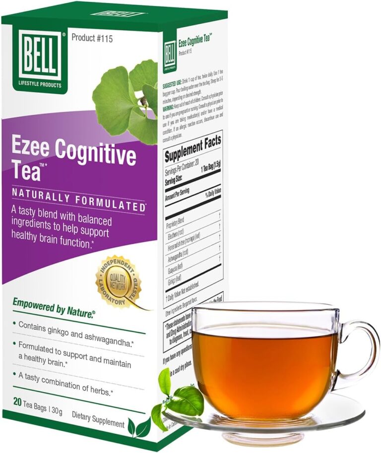 Bell Ezee Cognitive Tea Lifestyle Products - Herbal Tea to Help Support Mental Clarity with Ginkgo, Ashwagandha, Moringa, Natural, Vegan, 20 Tea Bags