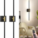 31.5 Inch Battery Operated Wall Sconce Set of Two, 8000mAh USB Rechargeable Wall Sconce with Remote Control, 360Rotate Dimmable 3000K-6000K LED Wall Lights for Living Room, Hallway, Bedroom, (2 Pack)