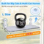 L&W BROS. 2 Pc Heavy Duty Cat Window Perch Holds up to 50 lbs, Foldable Cat Window Hammock with 4 Strong Suction Cups, Easy to Install, 24" Window Seat for Large or Multiple Cats (L 2Pc)
