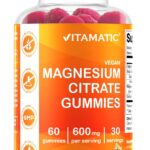 Vitamatic Magnesium Gummies 600mg per Serving  60 Vegan Count for Relaxation, Muscle, Bone, and Energy Support