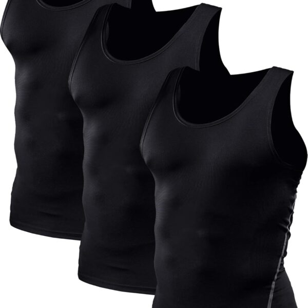 NELEUS Men's 3 Pack Athletic Compression Under Base Layer Sport Tank Top
