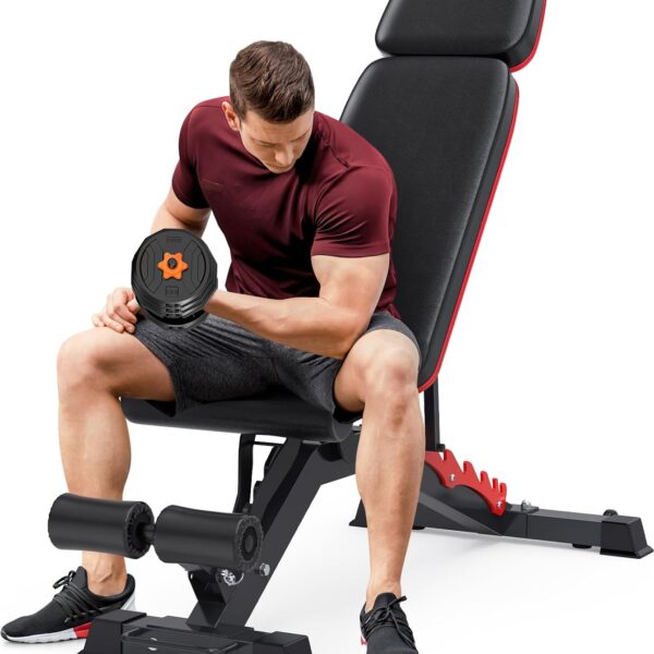 1200LBS Adjustable Weight Bench Press, Heavy-duty Workout Bench for Home Gym, Extra Headrest, Incline Decline strength Training Bench Press for Full Body Workout Extrem Stable