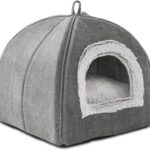Cat Bed Cave-Cat Beds for Indoor Cats,Kittens and Small Pets,Soft and Warm Cats House Tent Bed,Foldable and Washable with Removable Cushioned and Anti Slip Bottom,Grey 15inches