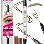 iMethod Curved Eyebrow Pen - Eyebrow Pencil, Brow Pencil 2-in-1 Dual-Ended Microblading Eyebrow Pen with Curved Tip and Precise Brush-Tip for Natural Hair-Like Brows, Last All-Day, Dark Brown