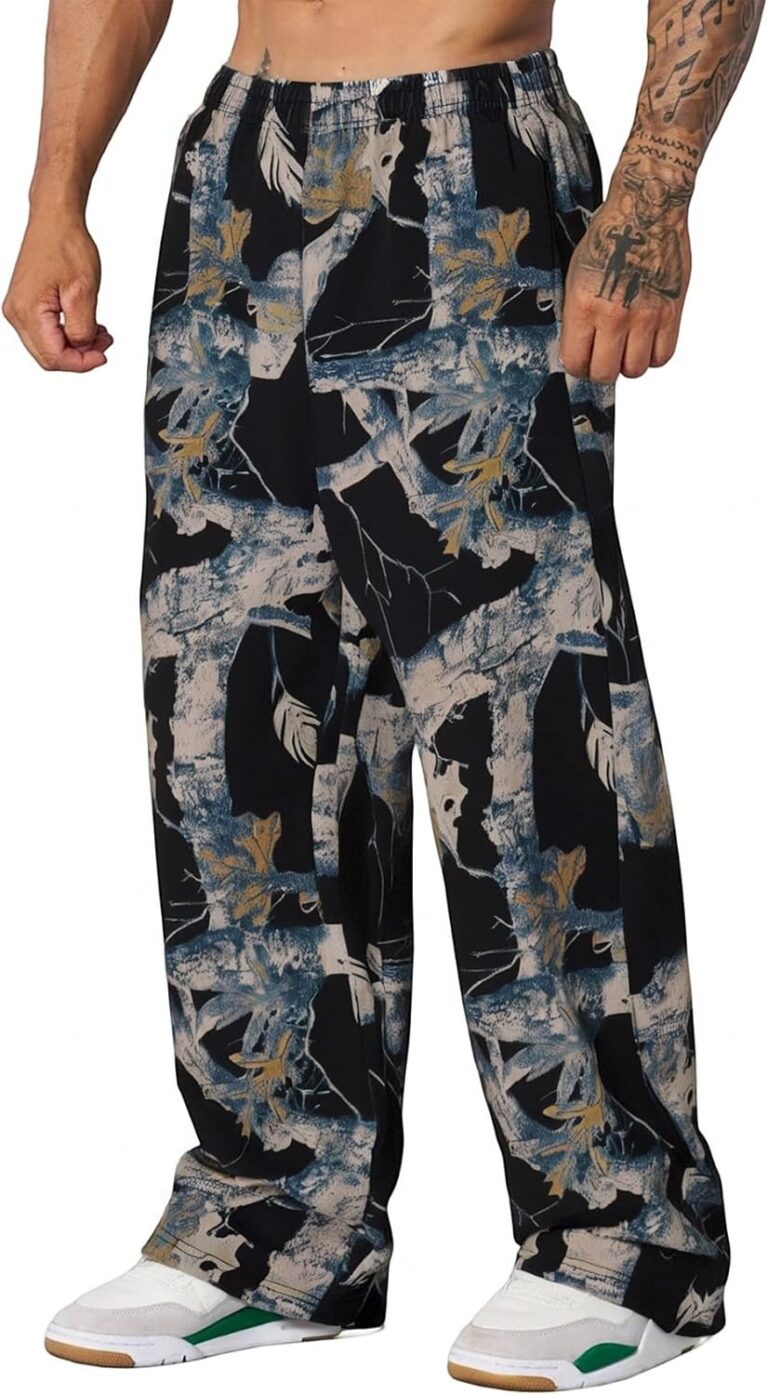 DIOTSR Mens Baggy Pants Athletic Graphic Print Joggers Workout Streetwear Sweatpants with Pockets