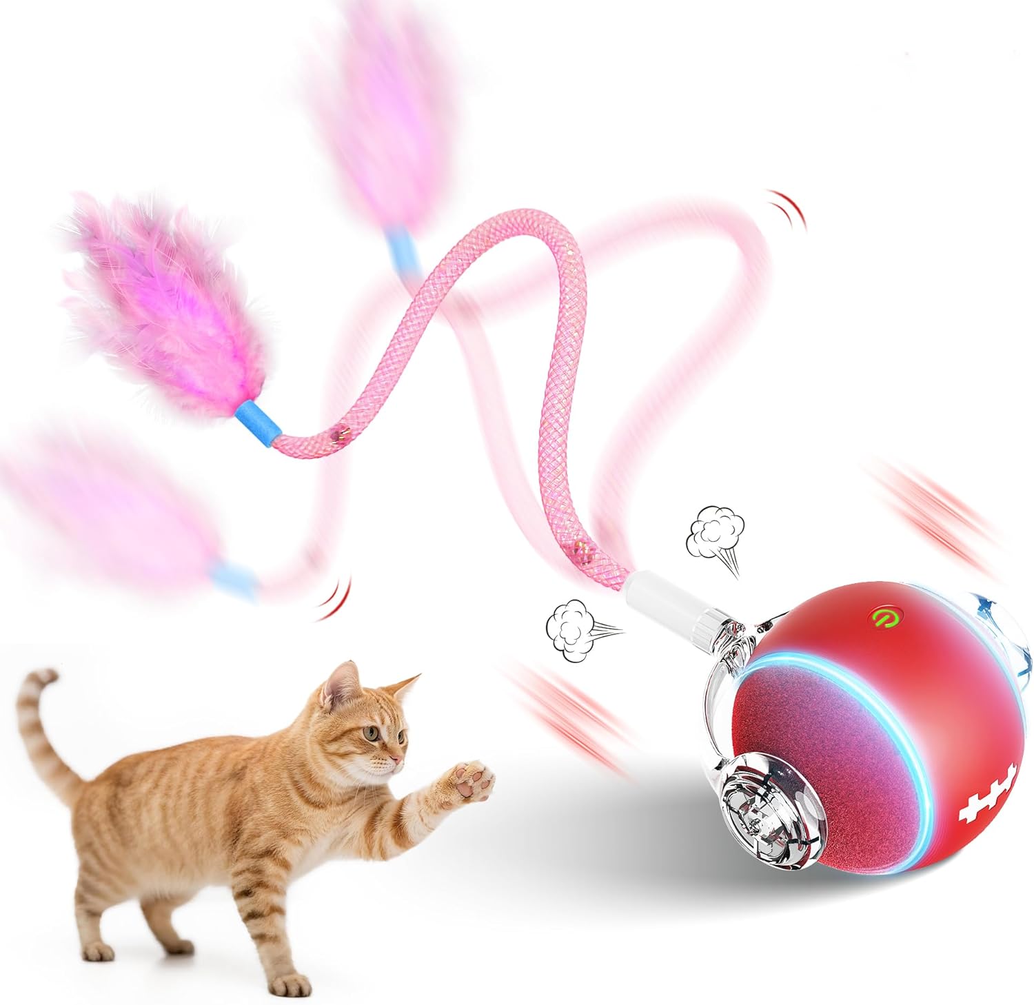 Interactive Cat Toys for Indoor Cats,3 Modes Electric Moving Cat Ball with Feather Tail,800MAH Large Capacity & Low Noise,Automatic Kitten Toys for Bored Indoor Adult Cats Interactive Cat Toys for Indoor Cats,3 Modes Electric Moving Cat Ball with Feather Tail,800MAH Large Capacity & Low Noise,Automatic Kitten Toys for Bored Indoor Adult Cats