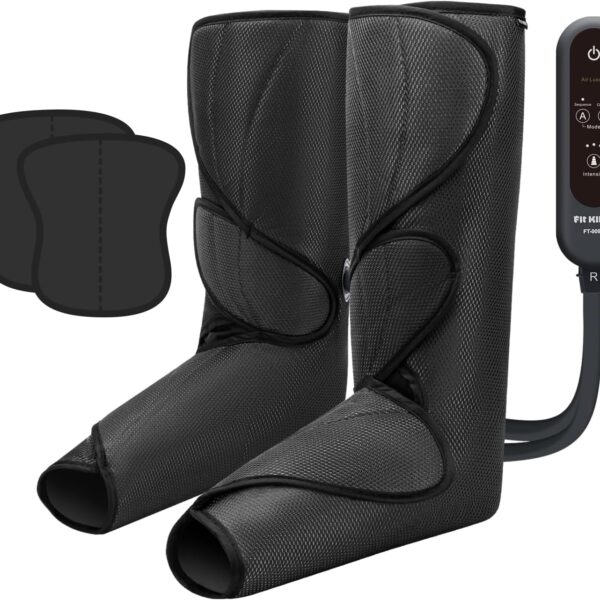 FIT KING Leg Massager for Circulation and Pain Relief, Air Compression Leg and Foot Massager to Relieve Pain Swelling Edema with 2 Size Extensions- Great Gift for Wife Mom and Friend
