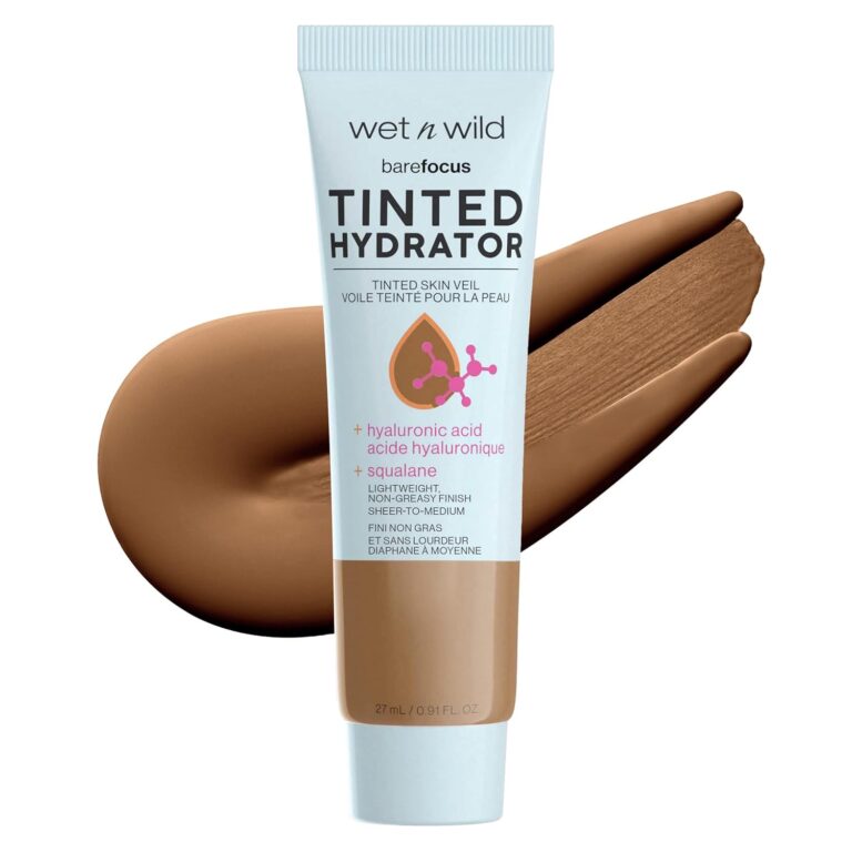 wet n wild Bare Focus Tinted Hydrator Tinted Skin Veil, Lightweight Buildable Coverage with Hyaluronic Acid & Vegan Squalane, Semi-Matte Finish, Cruelty-Free - Deep