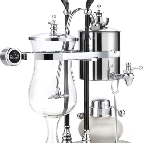 Diguo Belgian/Belgium Luxury Royal Family Balance Syphon Coffee Maker/Siphon Coffee Brewer (Silver - Black Column with Round Handle)