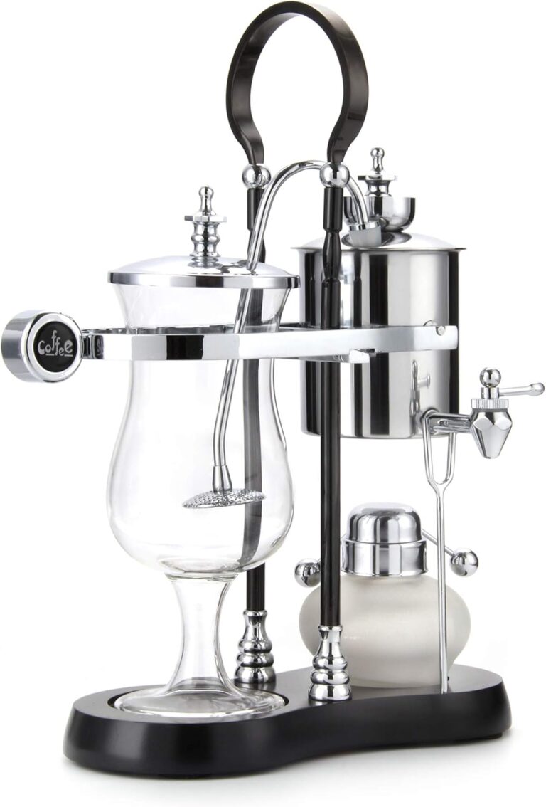 Diguo Belgian/Belgium Luxury Royal Family Balance Syphon Coffee Maker/Siphon Coffee Brewer (Silver - Black Column with Round Handle)