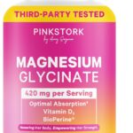 Pink Stork Magnesium Glycinate with Vitamin D - Magnesium Supplement for Women to Support Natural Calm, Mood, and Sleep - Hormone Balance for Women - 60 Capsules, 1 Month Supply