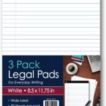 iScholar iQ Legal Pads, White, Wide Ruled, 8.5" x 11.75", 50 Sheets Per Pad, Pack of 3 Pads (68113)