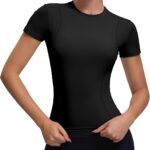 Womens Workout Compression Shirts,Athletic Dry Fit Yoga Gym Pilates Shapewear Tops,Cute Crop Y2K Short Sleeve Clothes