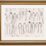 VIYYIEA Gold Framed Wall Art Canvas Print Home Decor Abstract Wall Art Room Decor Minimalist Portrait Artwork Wall Decorations Vintage Bathroom Decor Line-Drawn Wall Pictures Office Decor 13x16in